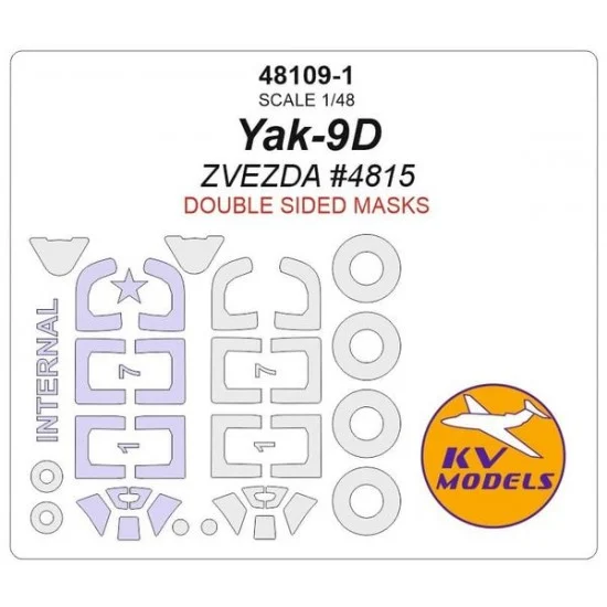 KV Models 48109-1 1/48 Yakovlev Yak-9D Double Sided Masking for Zvezda #4815
