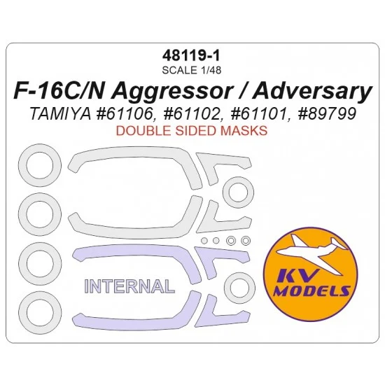 KV Models 48119-1 1/48 F-16C/N Aggressor/Adversary Double Sided Masking for Tamiya #61106/61102/61101/89799