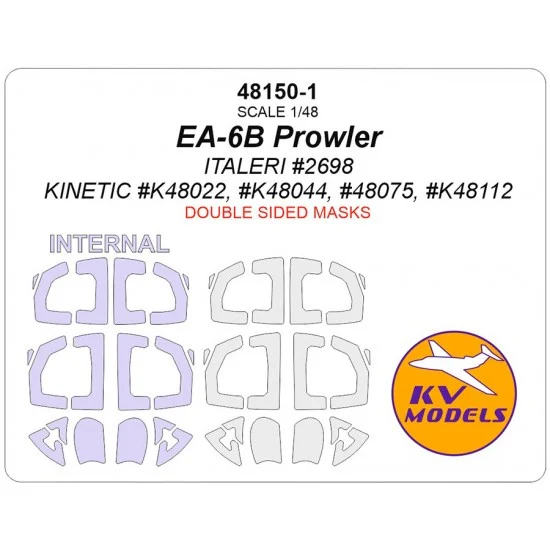 KV Models 48150-1 1/48 US EA-6B Prowler Canopies and Wheels Masks for Roden kits (double-side)