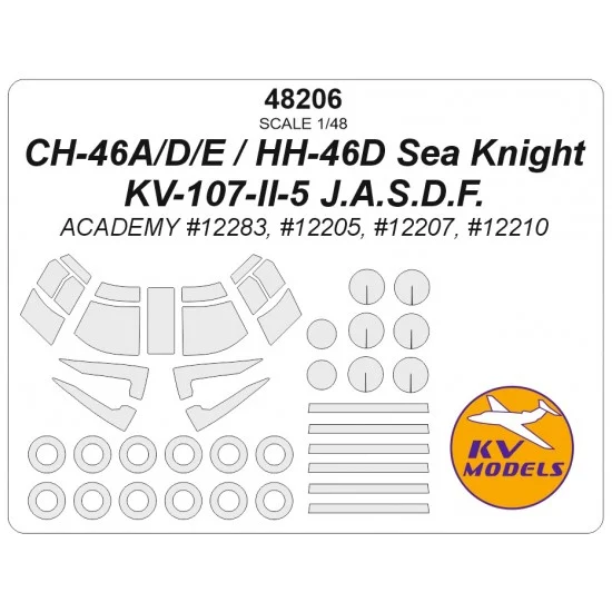 KV Models 48206 1/48 CH/HH-46D Sea Knight/CH-46E Current U.S. Marines Bull Frog Masks for Academy