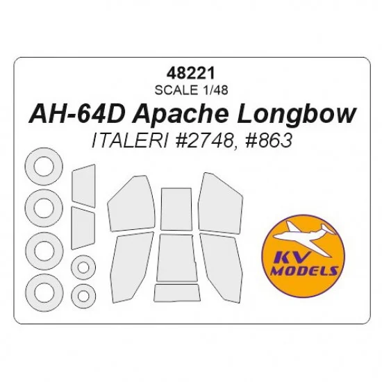KV Models 48221 1/48 AH-64D Apache Longbow Masking for Italeri #2748, #863