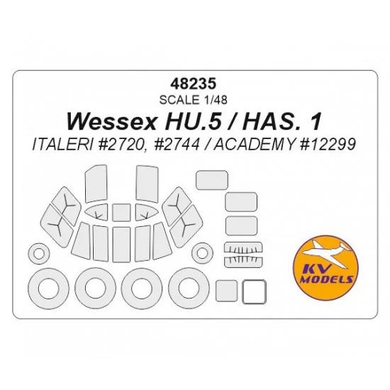 KV Models 48235 1/48 Wessex HU.5/HAS. 1 Masking for Italeri #2720, #2744/Academy #12299 - Model Planes