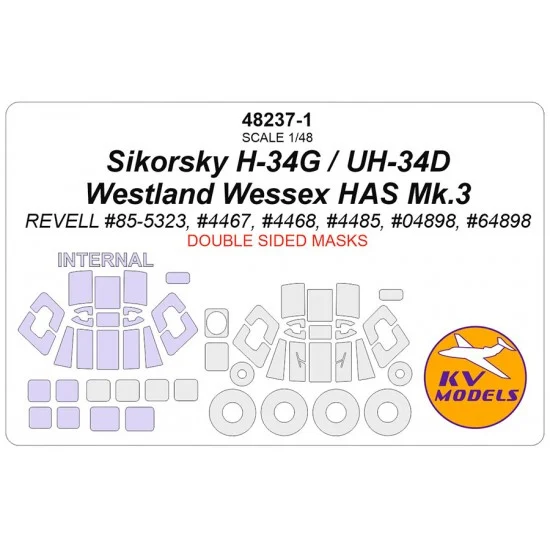 KV Models 48237-1 1/48 US Sikorsky H-34G / UH-34D / Westland Wessex HAS Mk.3 Masks for Revell