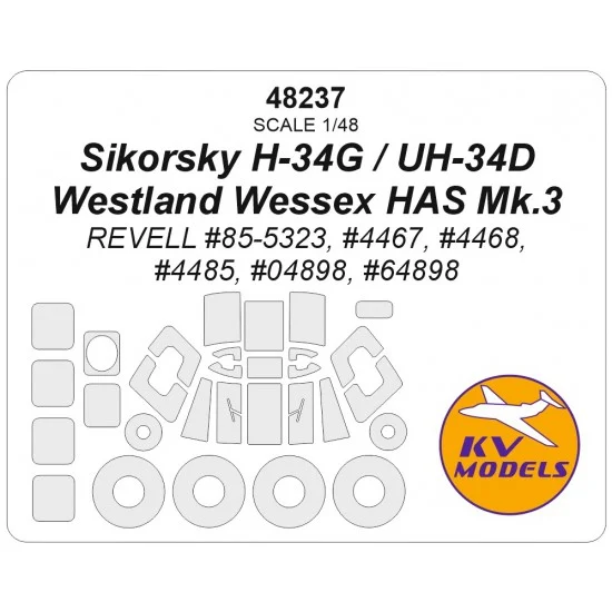 KV Models 48237 1/48 US Sikorsky H-34G / UH-34D / Westland Wessex HAS Mk.3 Masks for Revell