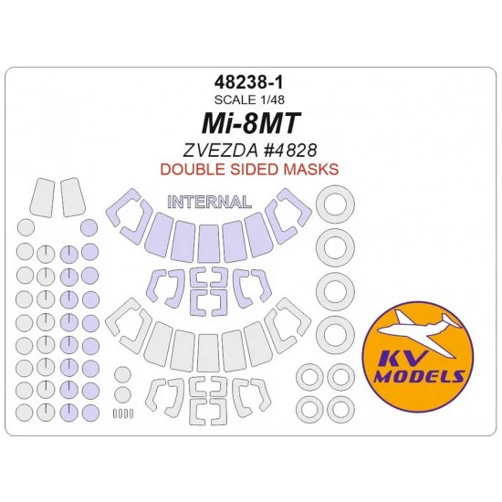 KV Models 48238-1 1/48 Mil Mi-8MT Double Sided Masking for Zvezda #4828