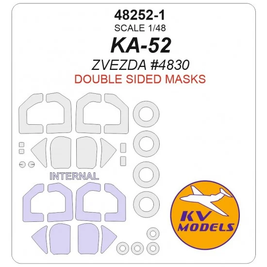 KV Models 48252-1 1/48 RU KA-52 Canopies and Wheels Masks for Zvezda kits (double-side)