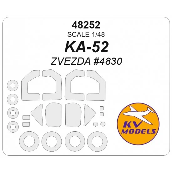 KV Models 48252 1/48 RU KA-52 Canopies and Wheels Masks for Zvezda #4830