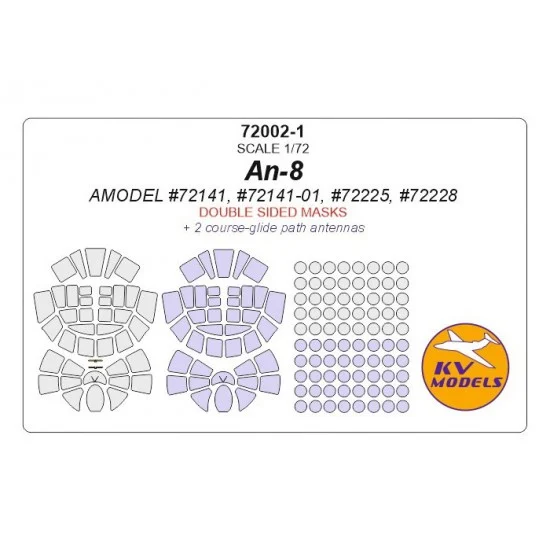 KV Models 72002-1 1/72 An-8 Double sided Masking for Amodel #72141, #72141-01S, #72225, #72228