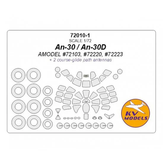 KV Models 72010-1 1/72 An-30/An-30D Double sided Masking for Amodel #72103, #72220, #72223
