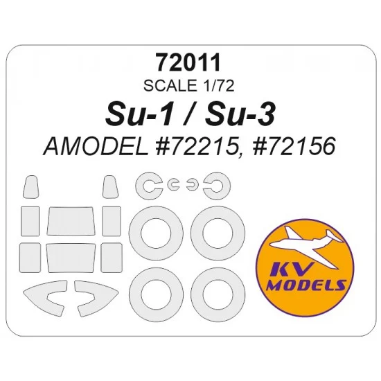 KV Models 72011 1/72 RU Su-1 / Su-3 Canopies and Wheels Masks for Amodel kits