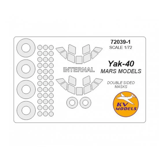 KV Models 72039-1 1/72 Yak-40 Double sided Masking w/Wheels Masks for Mars Models