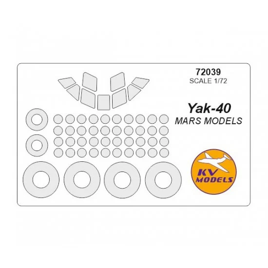 KV Models 72039 1/72 Yak-40 Masking w/Wheels Masks for Mars Models