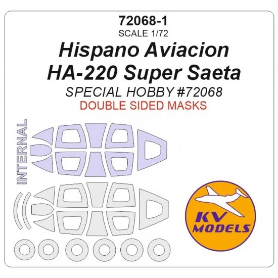 KV Models 72068-1 1/72 Hispano Aviacion Ha-220 Super Saeta Double Sided Masking for Special Hobby #72068