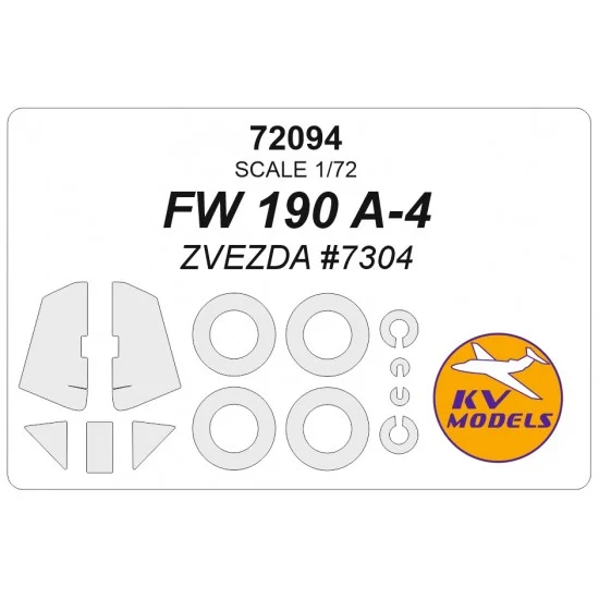 KV Models 72094 1/72 FW 190A4 Masking w/Wheels Masks for Zvezda kits - Model Planes
