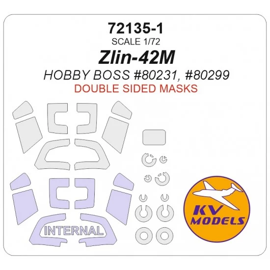 KV Models 72135-1 1/72 Zlin-42M Masks for Hobby Boss #80231 [Double-sided] (canopies and wheels)