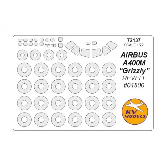 KV Models 72137 1/72 AIRBUS A400M Grizzly Masking w/Wheels Masks for Revell #04800 - Model Planes