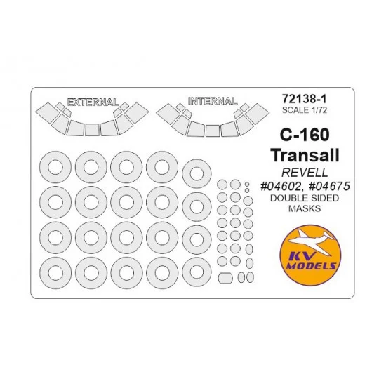 KV Models 72138-1 1/72 C-160 Transall Double sided Masking w/Wheels Masks for Revell #04602, #04675