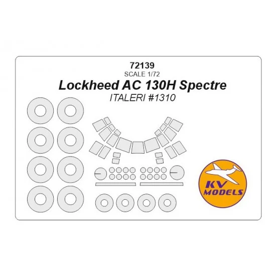 KV Models 72139 1/72 Lockheed AC 130H Spectre Masking w/Wheels Masks for Italeri #1310 - Model Planes