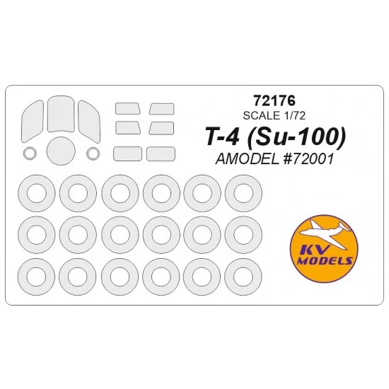 KV Models 72176 1/72 Sukhoi T-4 (Su-100) Paint Masking for A-MODEL #72001