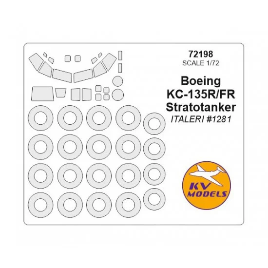 KV Models 72198 1/72 Boeing KC-135R/FR Stratotanker Masking w/Wheels Masks for Italeri #1281