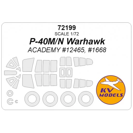 KV Models 72199 1/72 P-40M/N Warhawk Paint Masks for Academy #12465 #1668
