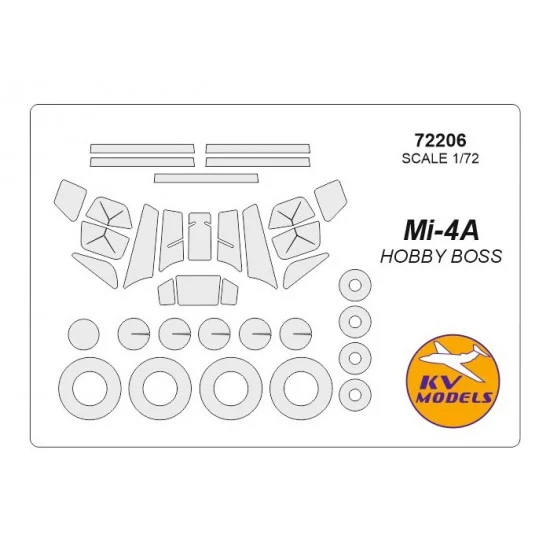 KV Models 72206 1/72 Mi-4A Masking w/Wheels Masks for HobbyBoss kits