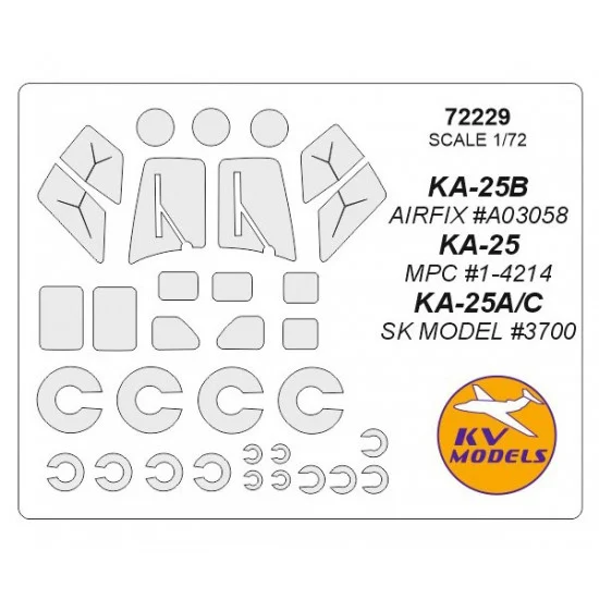 KV Models 72229 1/72 Ka-25/B/A/C Masking for Airfix #A03058, MPC #1-4214, SK MODEL #3700