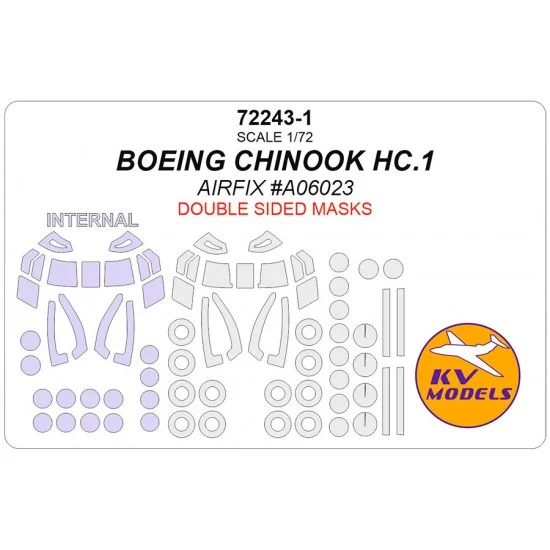 KV Models 72243-1 1/72 BOEING CHINOOK HC.1 Masks for Airfix #A06023 [Double-sided] (canopies and wheels)