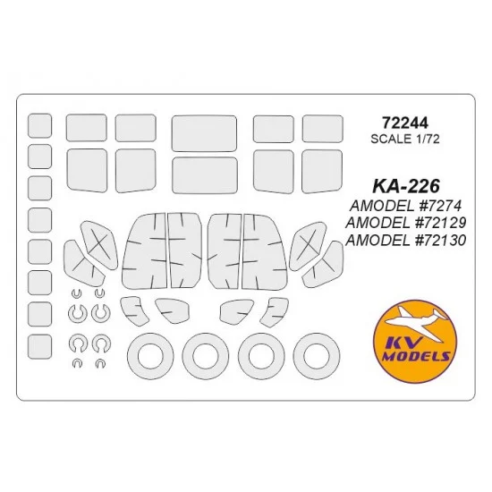 KV Models 72244 1/72 Kamov KA-226 MCHs/"Seryoga"/Ambulance Paint Masking w/Wheels Masks for A-Model kits