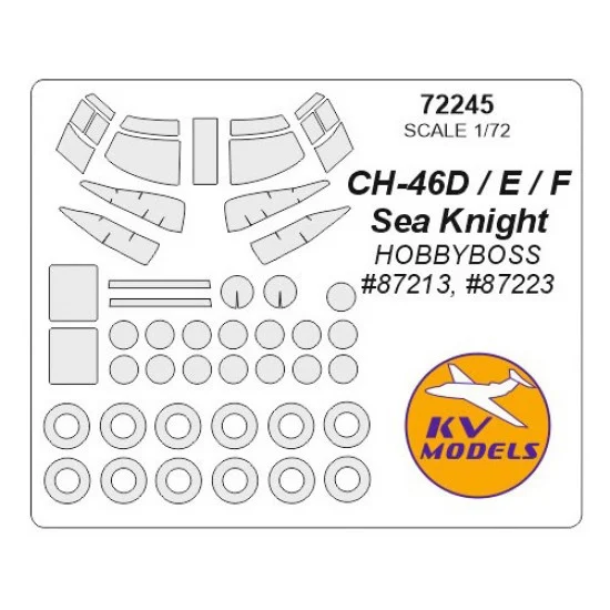KV Models 72245 1/72 CH-46D/E/F Sea Knight Masking for HobbyBoss #87213, #87223