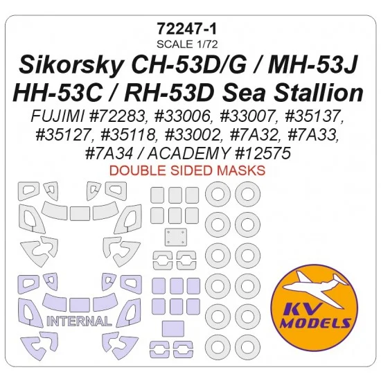 KV Models 72247-1 1/72 US CH-53D/G / MH-53J / HH-53C / RH-53D Sea Stallion Masks for Academy/Fujimi