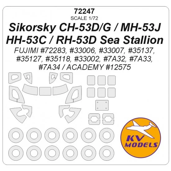 KV Models 72247 1/72 US Sikorsky CH-53D/G/MH-53J/HH-53C/RH-53D Sea Stallion Masks for Academy/Fujimi