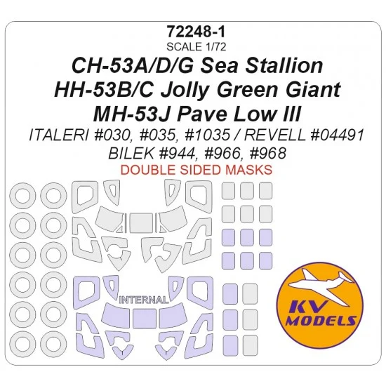 KV Models 72248-1 1/72 MH-53J Pave Low III/HH-53B/C Jolly Green Giant/CH-53A/D/G Masks for Italeri