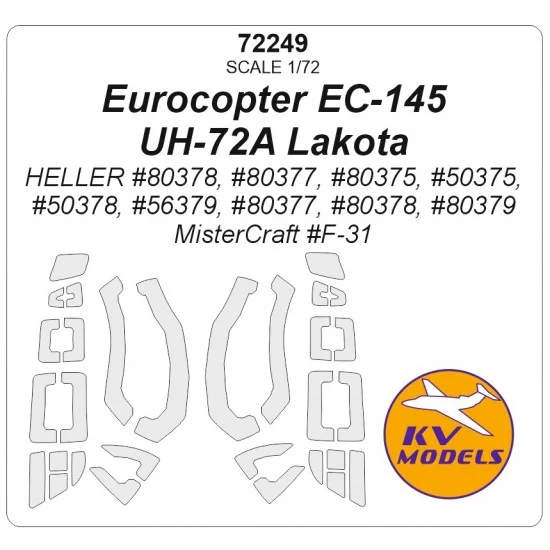 KV Models 72249 1/72 EU Eurocopter EC 145/UH-72A Lakota Canopies Masks for Heller/Mistercraft