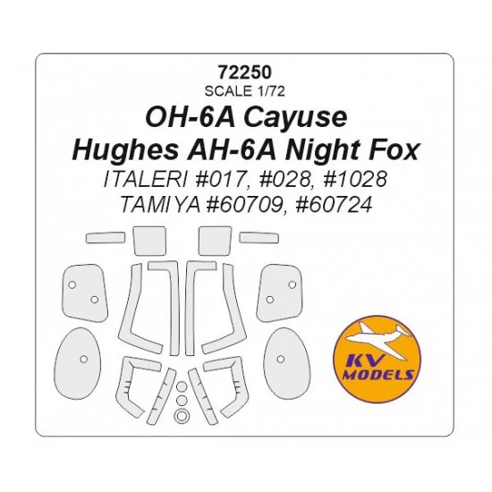 KV Models 72250 1/72 OH-6A Cayuse/Hughes AH-6A Night Fox Masking for Italeri /Tamiya #60709, #60724