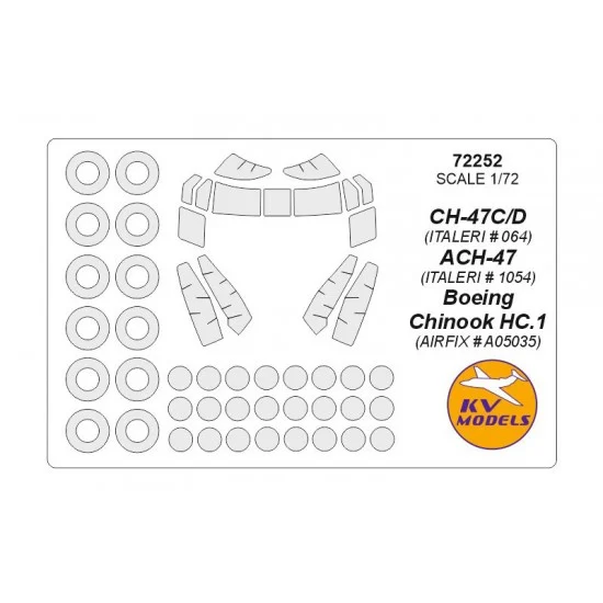 KV Models 72252 1/72 CH-47C/D/ ACH-47/ Boeing Chinook HC.1 Masking for Italeri/Airfix kits