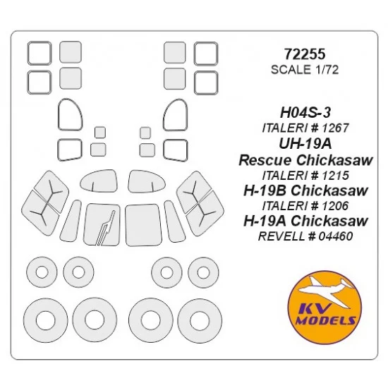 KV Models 72255 1/72 H046-3 Horse/H-19 Chickasaw/S-55 Masking for Italeri/Revell kits