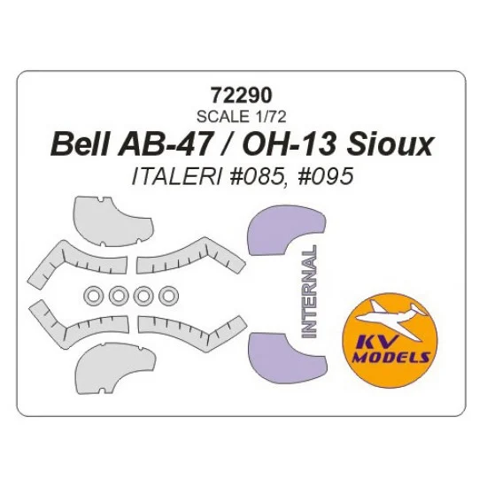 KV Models 72290 1/72 Bell AB-47/OH-13 Sioux Masking for Italeri #085, #095