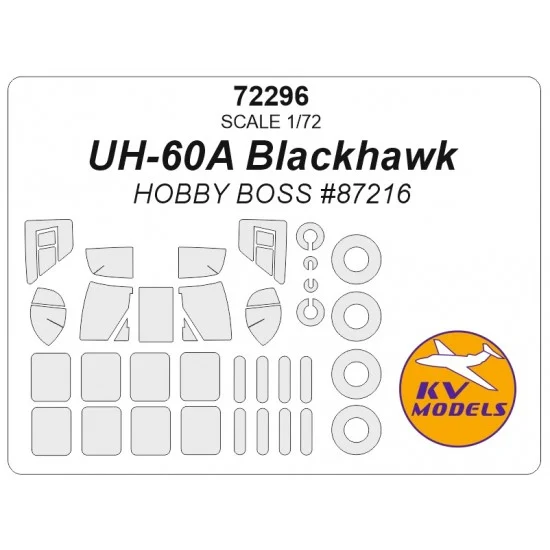 KV Models 72296 1/72 UH-60A Blackhawk Masking for HobbyBoss #87216