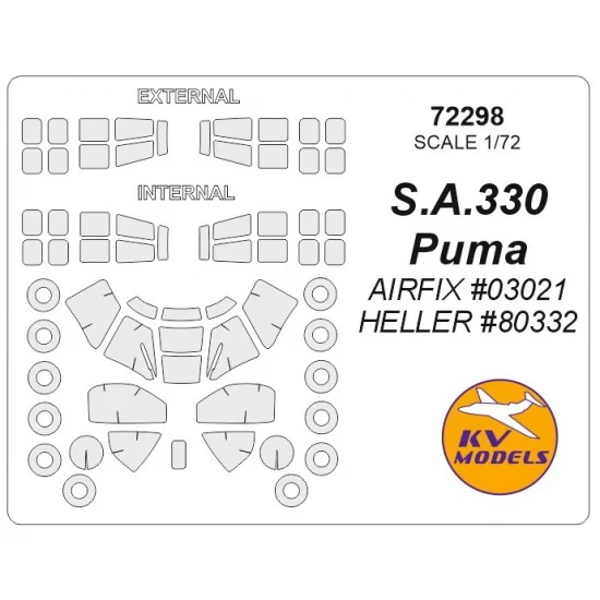 KV Models 72298 1/72 S.A.330 Puma Masking for Airfix #03021/Heller #80332 - Model Planes