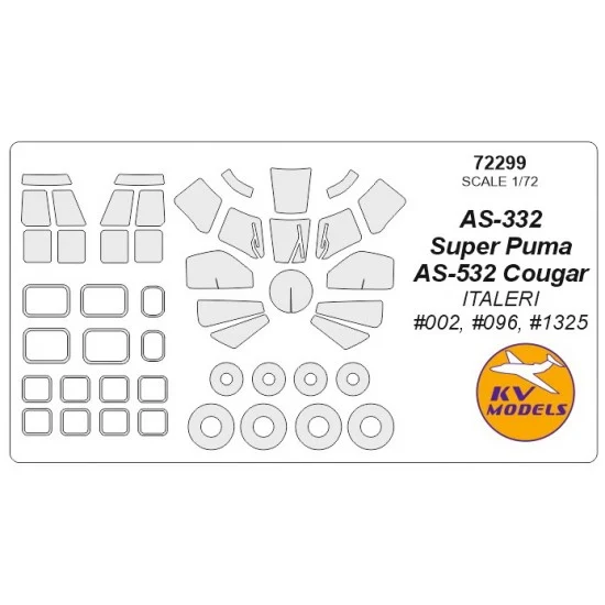 KV Models 72299 1/72 AS-332 Super Puma/AS-532 Cougar Masking for Italeri #002, #096, #1325