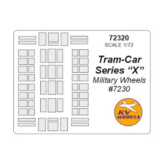 KV Models 72320 1/72 Tram-Car Series X Masking for Military Wheels #7230