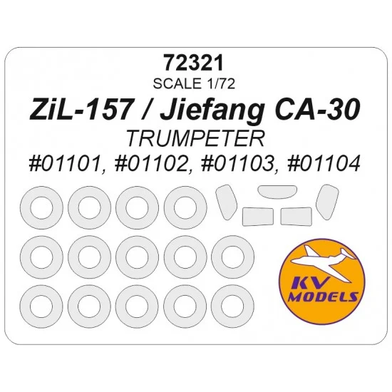 KV Models 72321 1/72 RU ZiL-157 / Jiefang CA-30 Canopies and Wheels Masks for Trumpeter kits