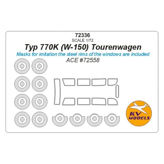 KV Models 72336 1/72 Typ 770K (W-150) Tourenwagen Masking for ACE #72558