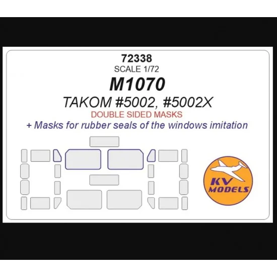 KV Models 72338 1/72 M1070 Windows Rubber Seals Masking for Takom #5002/5002X (double-sided)