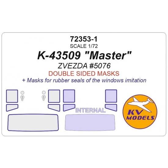 KV Models 72353-1 1/72 RU KAMAZ-43509 Master Window Masks for Zvezda kits (double-side)