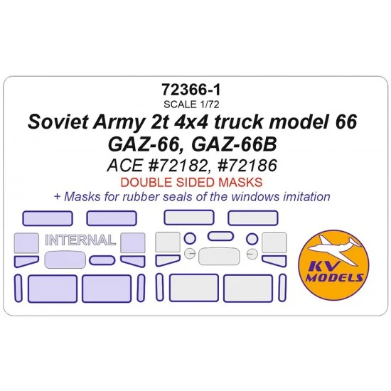 KV Models 72366-1 1/72 Soviet Army 2t 4x4 truck 66 GAZ-66, 66B, AC-30 (66 tanker fire engine) Masks for ACE