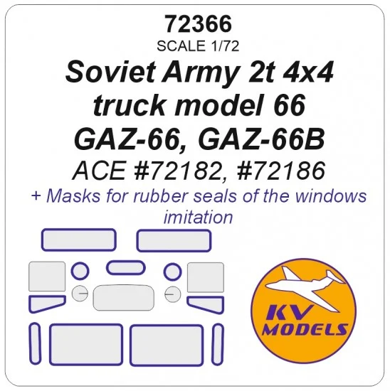 KV Models 72366 1/72 Soviet GAZ-66, GAZ-66B, AC-30 Masks (66 tanker fire engine) for ACE