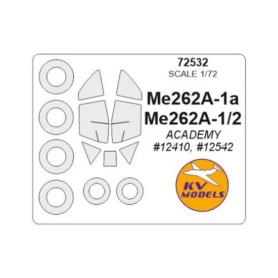 KV Models 72532 1/72 Me262A-1a/A-1/2 Masking for Academy #12410, #12542