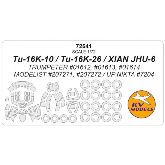 KV Models 72541 1/72 Tu-16K-10/K-26/XIAN JHU-6 Masking for Trumpeter #01612/13/14, Modelist/Up Nikta